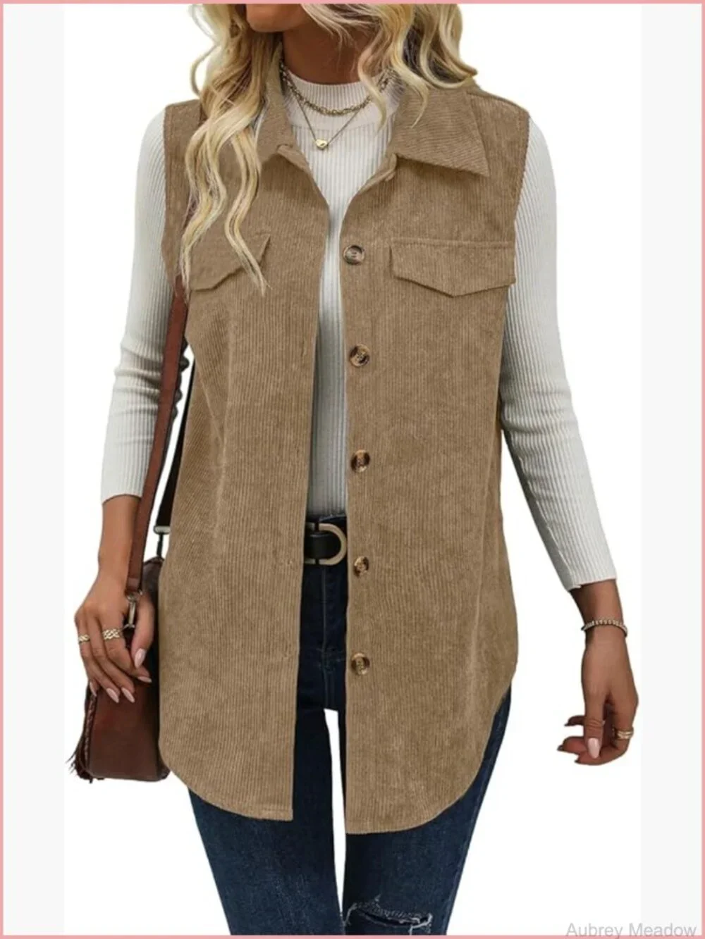 Womens Corduroy Vest Sleeveless Button Down Casual Fall Outerwear Jacket